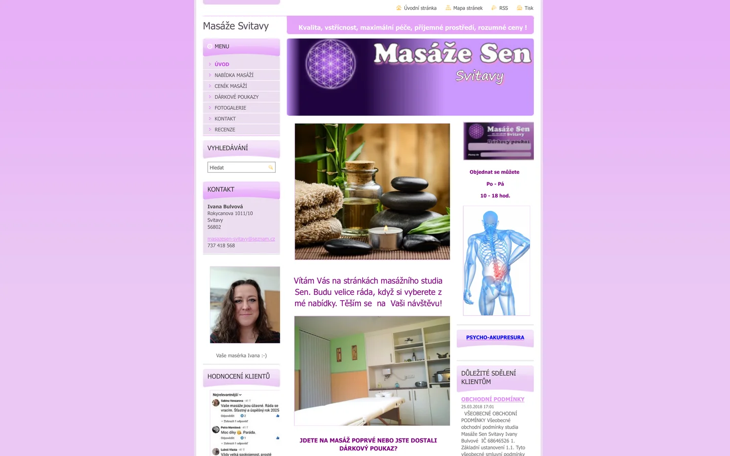 Web Masáže Sen — Webnode šablona z roku 2020